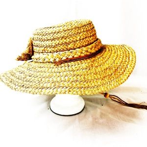GAUCHO HAT STRAW LOW PROFILE LEATHER CHINSTRAP BOW